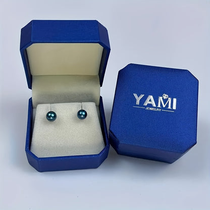 Orecchini rotondi neri in perle di mare coltivate in acqua salata, argento sterling S925, per mamma, fidanzata, amante, il miglior regalo per tutte le feste