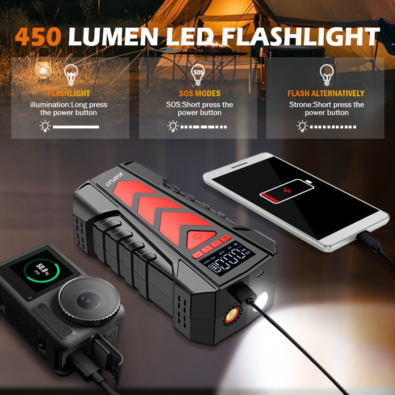 KOPUO 4000A Avviatore di Emergenza per Auto con Compressore d'Aria (9.0L Benzina/8.0L Diesel) 150PSI Avviatore di Batteria Auto Portatile, Jump Box Gonfiatore Pneumatici con Torcia LED, Display LCD, Custodia