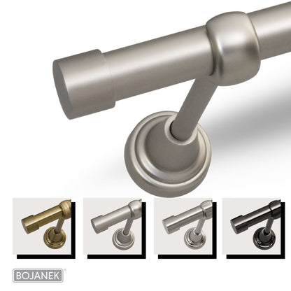 Asta per Tende a Parete in Metallo – BOJANEK – 4 Colori, 8 Lunghezze (120 - 600 cm) – Asta per Tende Resistente, Regolabile, Durevole per Soggiorno, Camera da Letto, Cucina, Bagno, Ufficio; Perfetta per Interni Moderni, Classici, Scandinavi, Loft, Industr