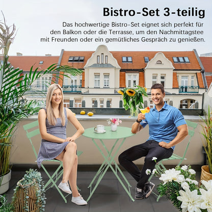 Set Bistro 3 pezzi, include tavolo pieghevole e due sedie da giardino, ideale per balconi compatti, set di mobili da esterno, sedute portatili per giardini e balconi