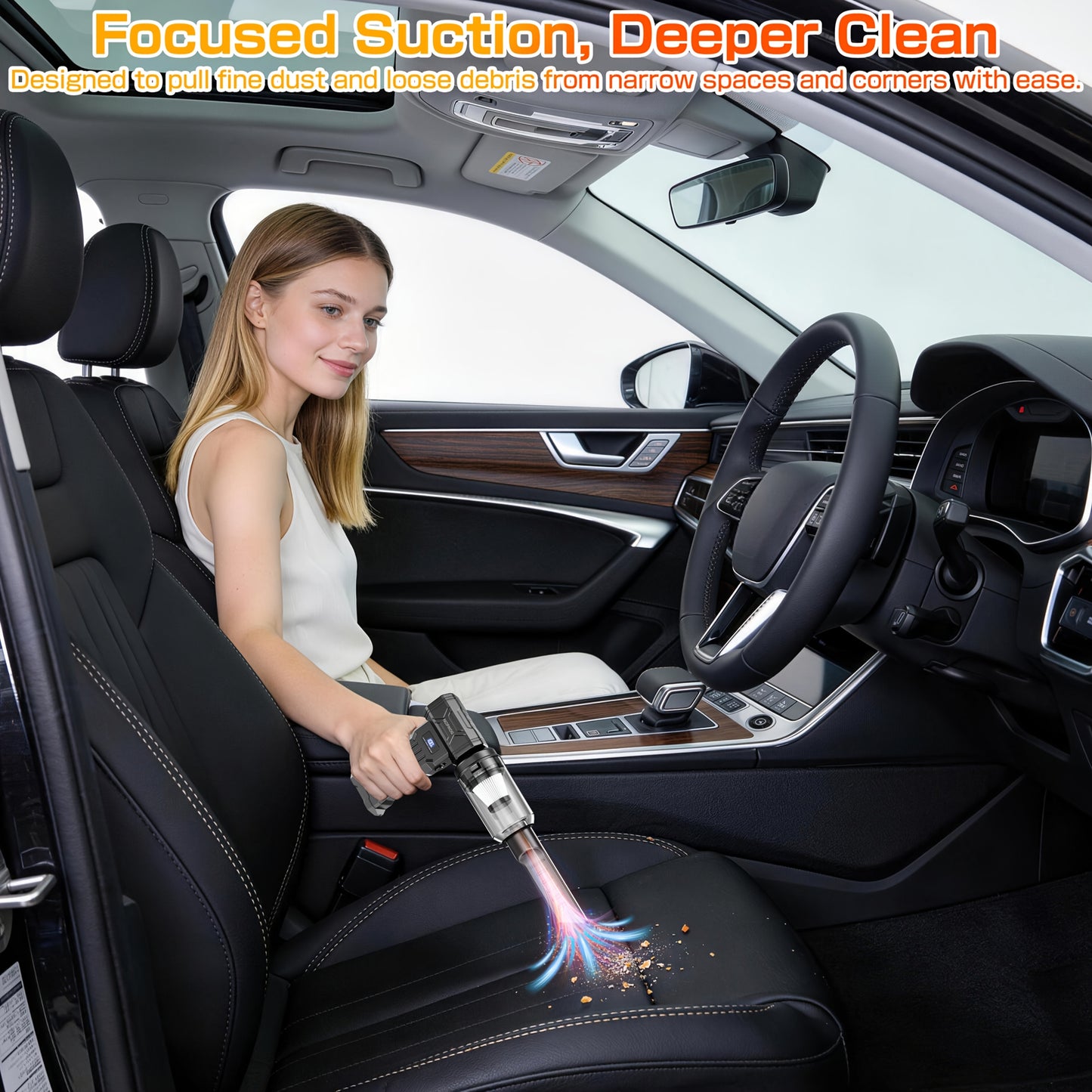 Ventilatore Turbo Violento, 140000RPM Senza Spazzole Wireless Portatile con Display Digitale Ricarica USB-C Potente Ventola Pulitore di Polvere per Auto pz Ventola da Esterno (Kit Aspirapolvere Opzionale)