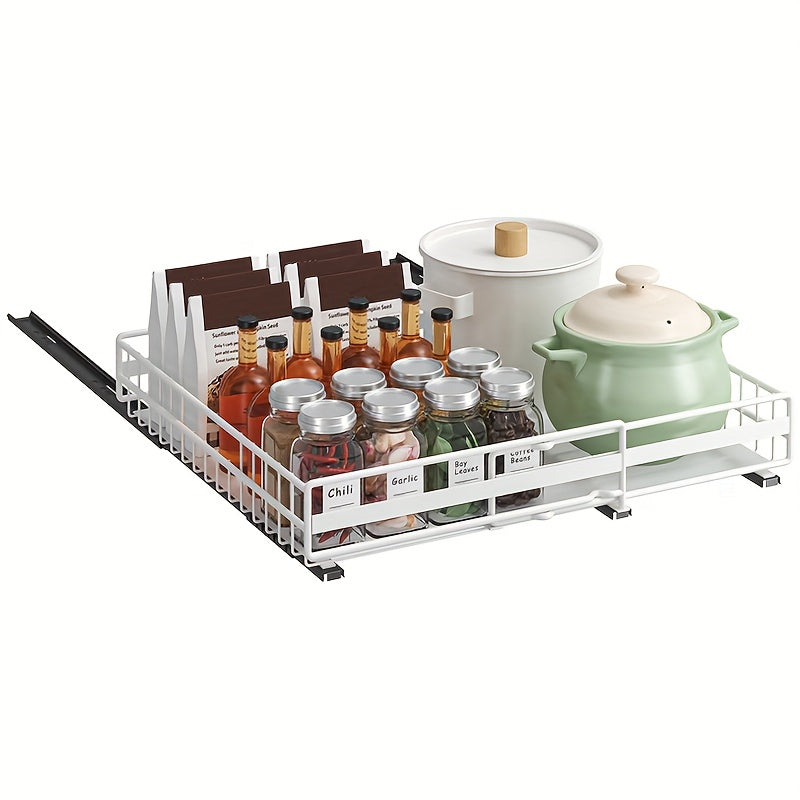 Organizzatore per pensili estraibile regolabile 2 pz/1 pz, cassetti estraibili con 3 guide di scorrimento, installazione facile, larghezza regolabile, adatto per lavelli, pensili, dispense, bagno, ideale per riporre in cucina, organizzazione cucina