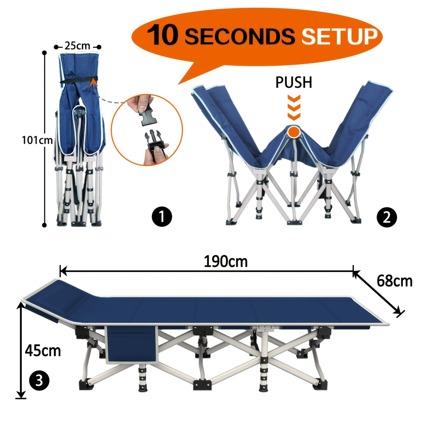 Letto da campeggio pieghevole extra large con materasso, letto portatile da esterno per spiaggia, giardino, pesca, vacanze, viaggio, telaio in ferro resistente e materasso imbottito morbido per caccia, campeggio, spiaggia, giardino