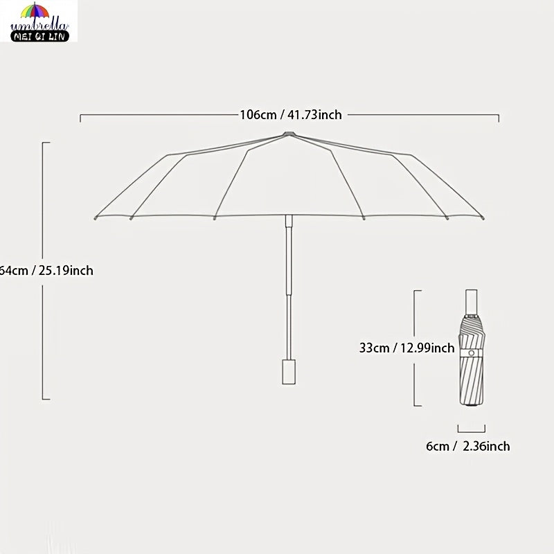 Ombrello Oversize, Ombrello Pieghevole Extra-Large Rinforzato a Dieci Stecche di Alta Qualità, Tessuto Ispessito con Protezione Solare, Ombrello da Viaggio Portatile, Unisex per Professionisti e Studenti, Ombrello Multifunzionale da Esterno dal Design Sem