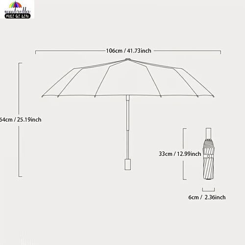 Ombrello Oversize, Ombrello Pieghevole Extra-Large Rinforzato a Dieci Stecche di Alta Qualità, Tessuto Ispessito con Protezione Solare, Ombrello da Viaggio Portatile, Unisex per Professionisti e Studenti, Ombrello Multifunzionale da Esterno dal Design Sem