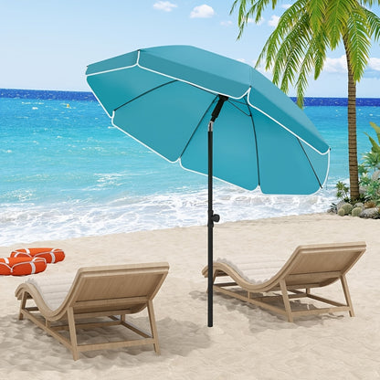 1 ombrellone da spiaggia, ombrello da balcone, protezione UV, ombrello a 8 stecche, stabile, regolabile, pieghevole a 45°, peso 180G/M², blocca efficacemente i raggi UV, portatile, compagno ideale per campeggio e giornate in spiaggia
