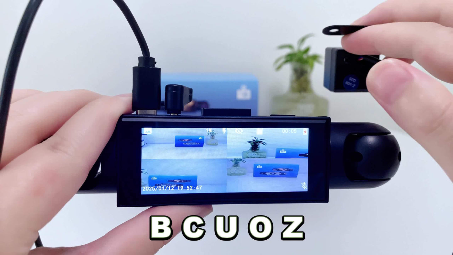 BCUOZ Kit Telecamera Auto 360° Panoramica 3/4 Lente 1080P Full HD, 1080P Anteriore e 720P Posteriore/Sinistra/Destra Copertura Totale, Display Quad-Screen, Super Visione Notturna, WDR, G-Sensor, Registrazione in Loop - Accessori Auto/Cam Dash Cam/Cassa Ne
