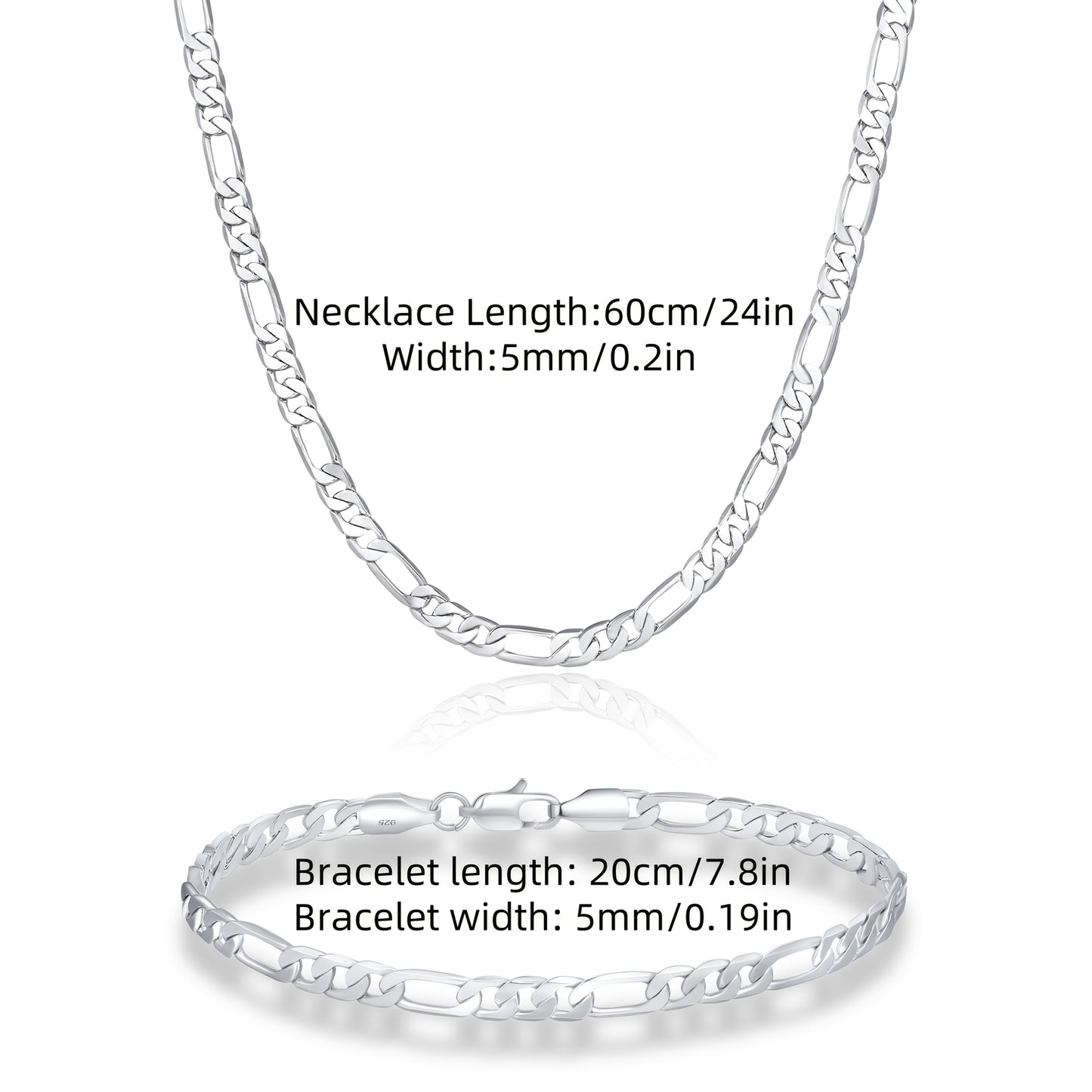 Elegante e versatile set di collana e bracciale Fegaro in argento 925, adatto sia a uomini che a donne, con bassa allergenicità. Perfetto per abbigliamento casual, hip-hop, punk, sport, feste e come regalo per le vacanze. Confezionato in un'adorabile conf