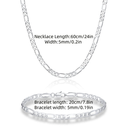 Elegante e versatile set di collana e bracciale Fegaro in argento 925, adatto sia a uomini che a donne, con bassa allergenicità. Perfetto per abbigliamento casual, hip-hop, punk, sport, feste e come regalo per le vacanze. Confezionato in un'adorabile conf