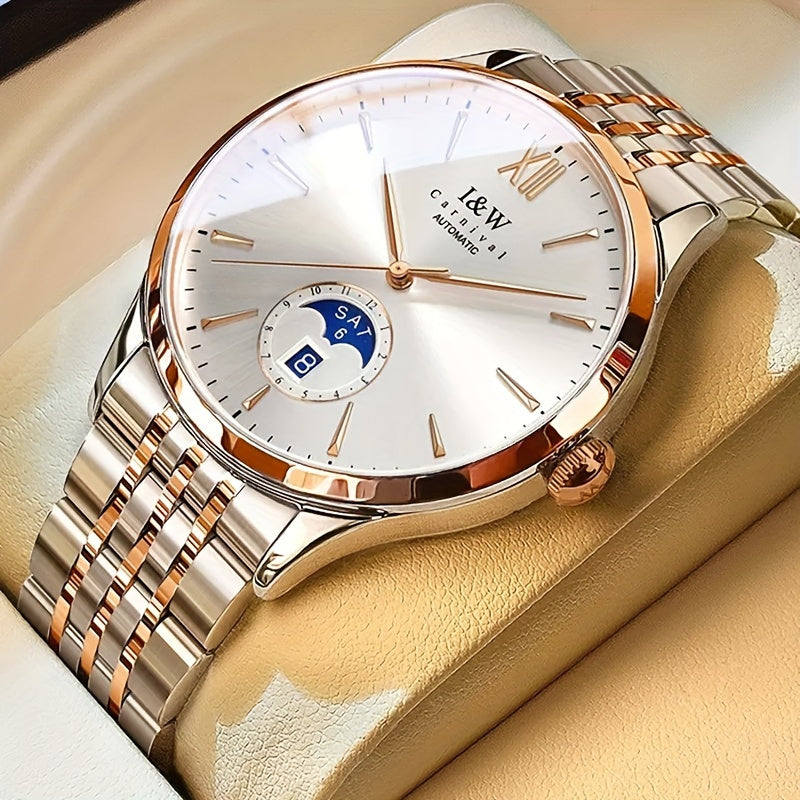 I&W Carnival High-End Brand Orologio Meccanico da Uomo in Acciaio Inossidabile con Mirino in Sapphire, Orologio Sportivo alla Moda da Uomo, Regali per le Vacanze, Senza Batteria