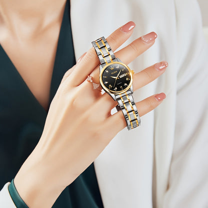 OLEVS Orologi da Donna Eleganti e di Lusso per Polso Piccolo, Quadrante Piccolo, Cinturino in Acciaio Inossidabile, Movimento al Quarzo Analogico, Data e Luminosità, Nero/Bianco/Oro/Blu