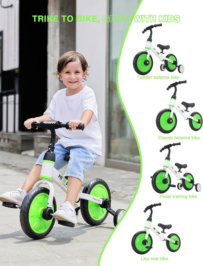 UBRAVOO Fit 'n Joy Bici per Bambini, Bici Bilanciata 4-in-1 con Pedali e Stabilizzatori, Triciclo-a-Bici per Ragazzi e Ragazze dai 2 ai 5 Anni