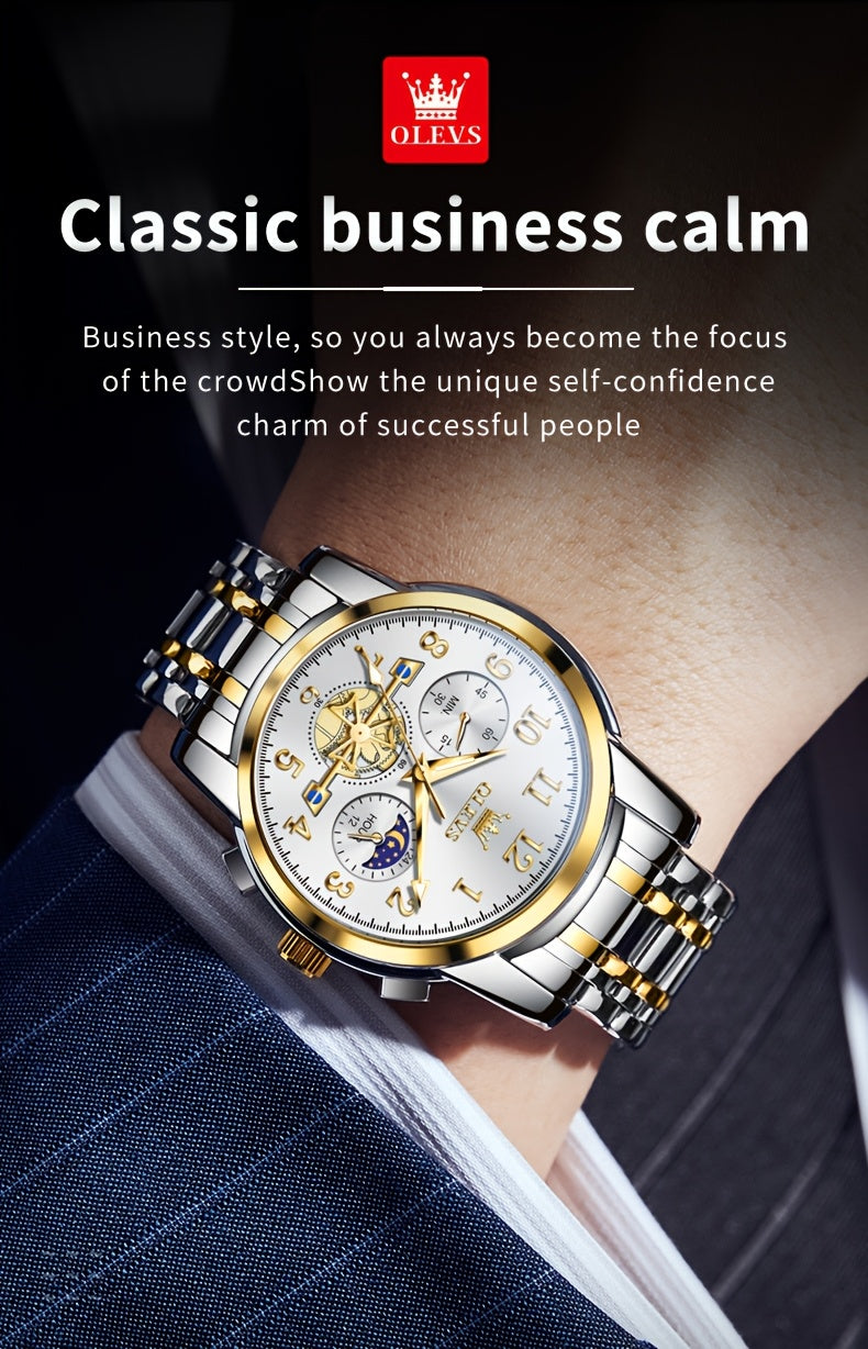 OLEVS Orologi da Uomo Classici Business Dress Analogico Quarzo Quadrante Digitale Orologio da Uomo Moda Lusso Bracciale in Acciaio Inossidabile Luminoso con Calendario Orologio da Polso da Uomo Regali Romantici Relojes De Hombre Quadrante Blu/Nero/Bianco/