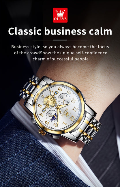 OLEVS Orologi da Uomo Classici Business Dress Analogico Quarzo Quadrante Digitale Orologio da Uomo Moda Lusso Bracciale in Acciaio Inossidabile Luminoso con Calendario Orologio da Polso da Uomo Regali Romantici Relojes De Hombre Quadrante Blu/Nero/Bianco/