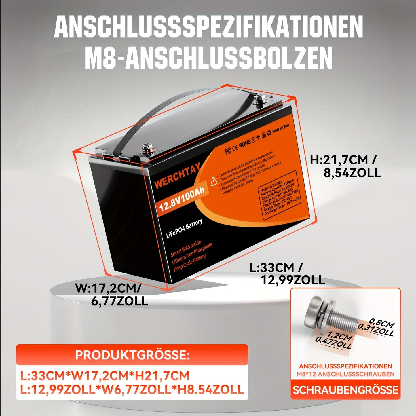Confezione da 1/2/4 Batteria al Litio Ferro Fosfato, Batteria LiFePO4 12.8V con BMS Intelligente 25.000+ Cicli di Scarica Profonda, 1280Wh Protezione a Bassa Temperatura Integrata, Batteria Marina Adatta per Elettrodomestici, Camper Solari, Accumulo di En