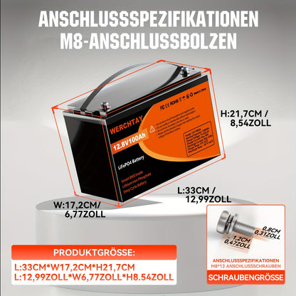 Confezione da 1/2/4 Batteria al Litio Ferro Fosfato, Batteria LiFePO4 12.8V con BMS Intelligente 25.000+ Cicli di Scarica Profonda, 1280Wh Protezione a Bassa Temperatura Integrata, Batteria Marina Adatta per Elettrodomestici, Camper Solari, Accumulo di En