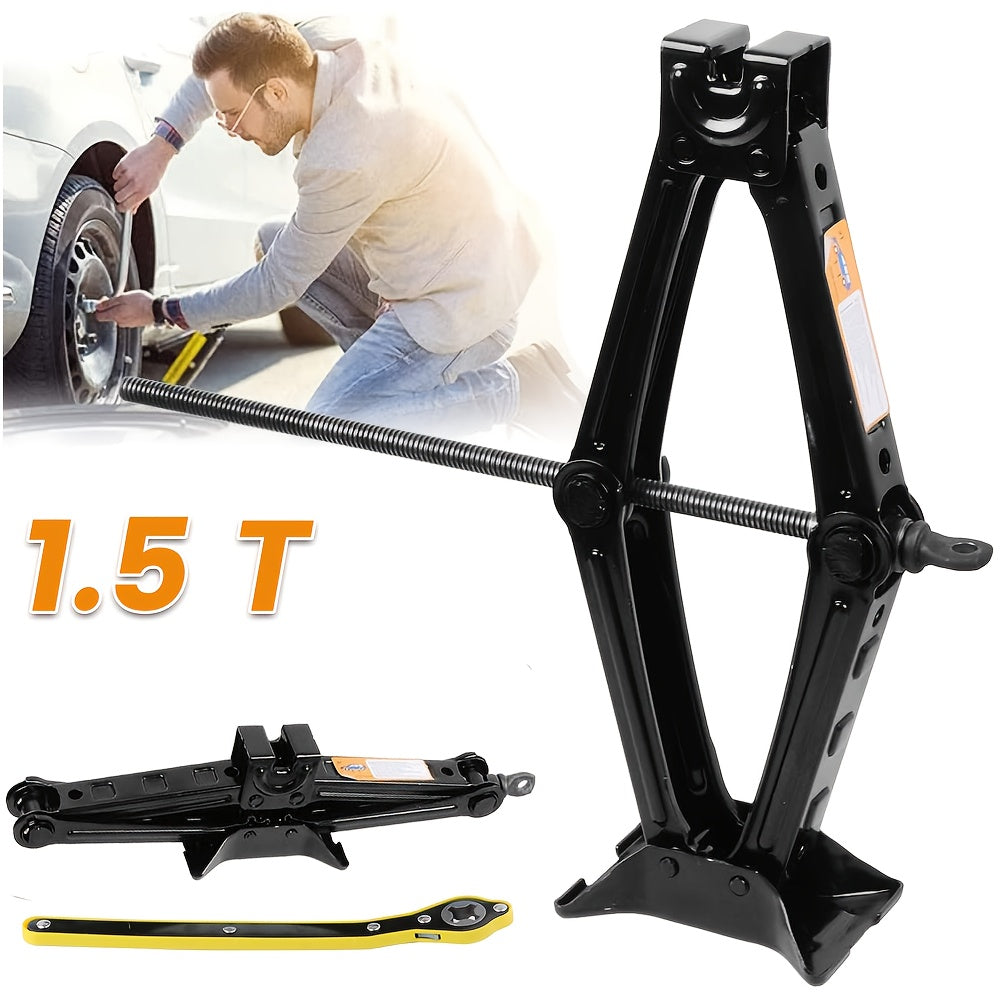 Cric Auto 1.5T, Cric Auto 1.5 Ton, Cric a Forbice Salvaspazio, Materiale in Acciaio ad Alta Resistenza, Antiruggine e a Risparmio Energetico - Altezza di Sollevamento 10-33.5 Cm - Adatto per Auto, SUV, Berline e Furgoni, Cric Auto Professionale, Attrezzo