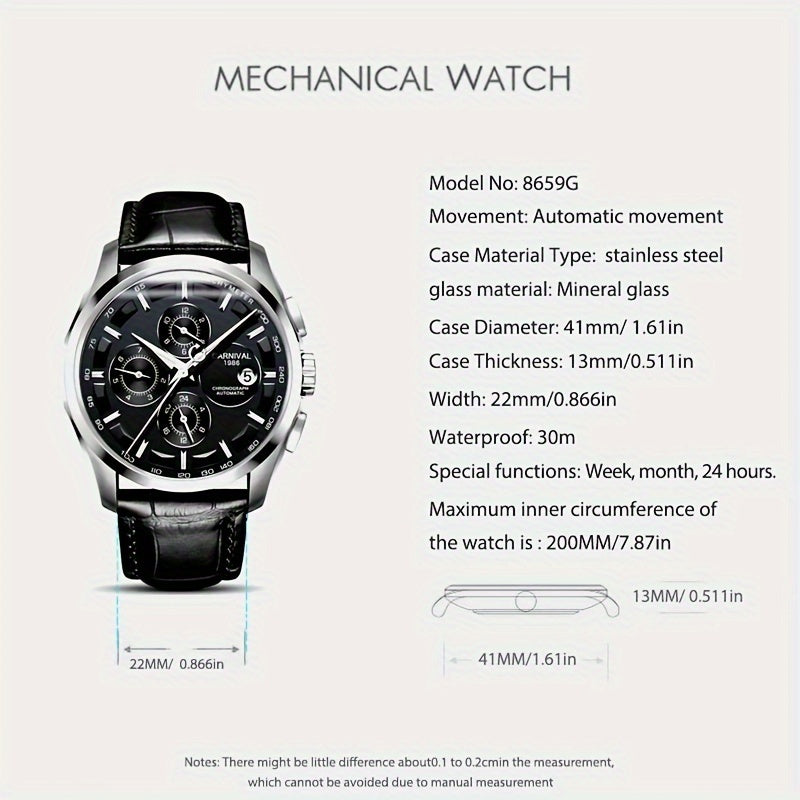 [I&W CARNIVAL] Orologio Meccanico Automatico Multifunzione Uomo, Orologio Sportivo alla Moda con Calendario e Impermeabile fino a 30m