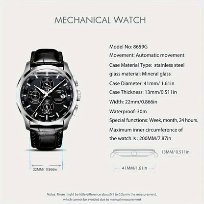 [I&W CARNIVAL] Orologio Meccanico Automatico Multifunzione Uomo, Orologio Sportivo alla Moda con Calendario e Impermeabile fino a 30m