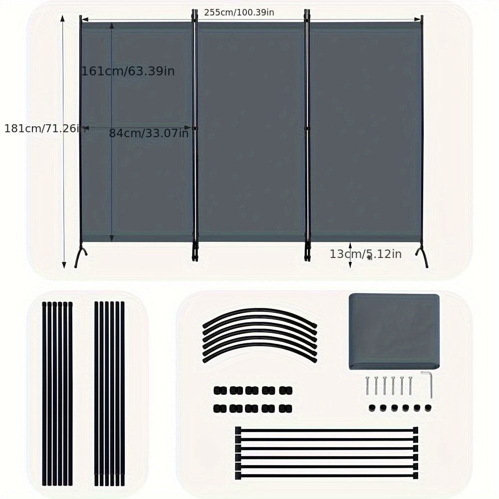 1 pz Schermo Privacy Pieghevole a 3 Parti | Uso Interno Esterno, Protezione Solare, Facile da Montare e Smontare, Facile da Pulire, Adatto per Giardini, Balconi, Terrazze, 255 X 182Cm, Materiale in Tessuto, Colore Misto