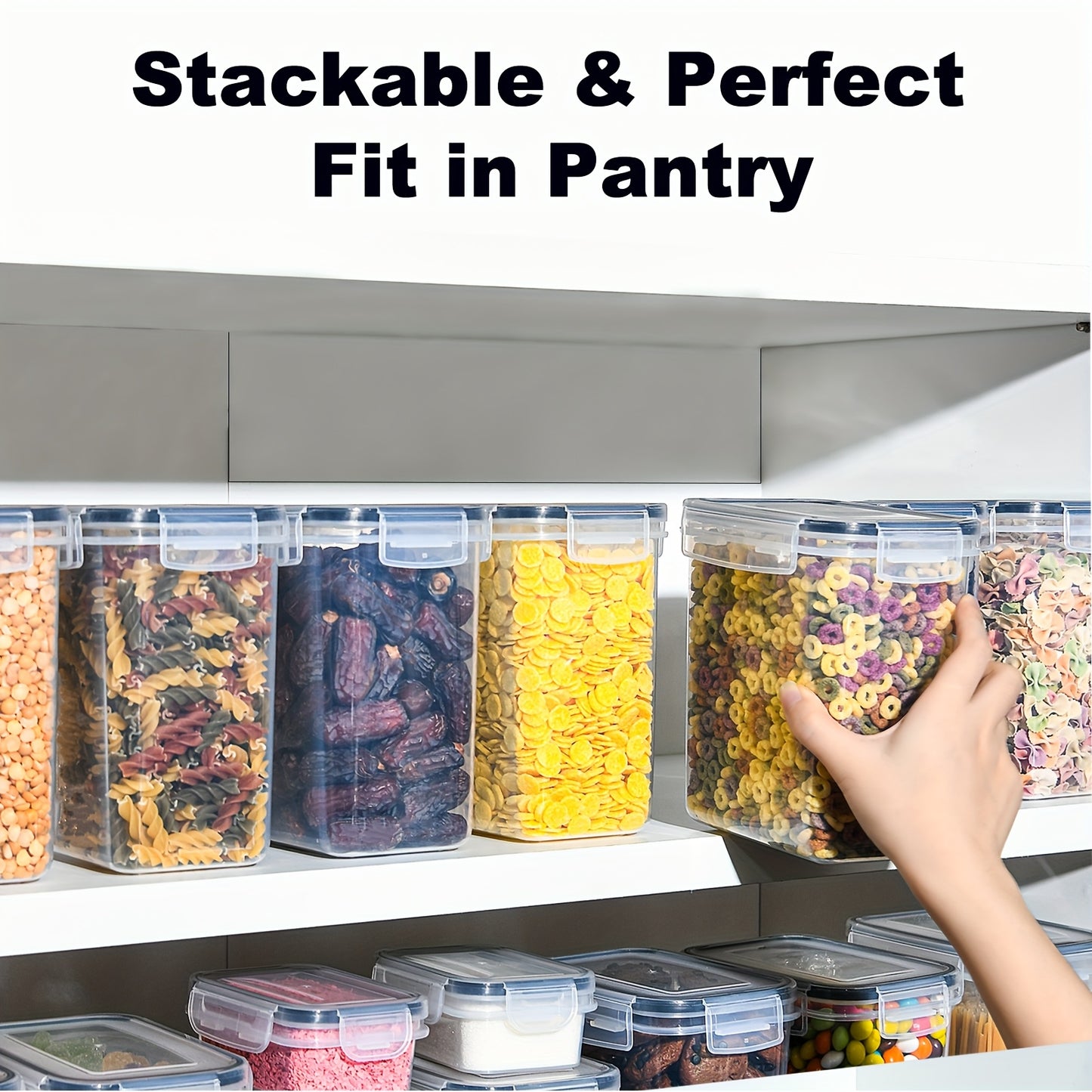 10 contenitori ermetici per alimenti da 1.6L con coperchi per l'organizzazione e lo stoccaggio in dispensa, contenitori ermetici per alimenti e barattoli per spezie, set di barattoli in plastica per la conservazione in frigorifero, camper, cereali, pasta,