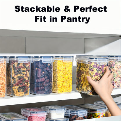 10 contenitori ermetici per alimenti da 1.6L con coperchi per l'organizzazione e lo stoccaggio in dispensa, contenitori ermetici per alimenti e barattoli per spezie, set di barattoli in plastica per la conservazione in frigorifero, camper, cereali, pasta,