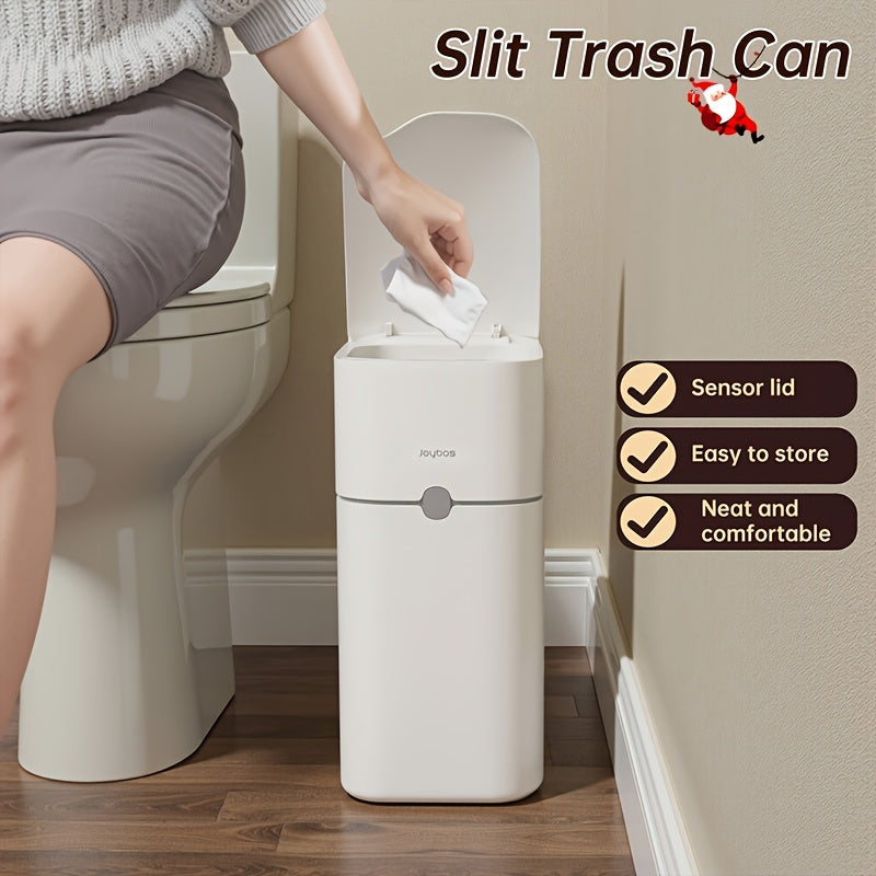 Cestino Sensore Piccolo per Bagno, Bianco con Coperchio, Cestino Intelligente per Bagno, Prodotti per la Casa, Consigliato per Cucina, Bagno, Camera da Letto