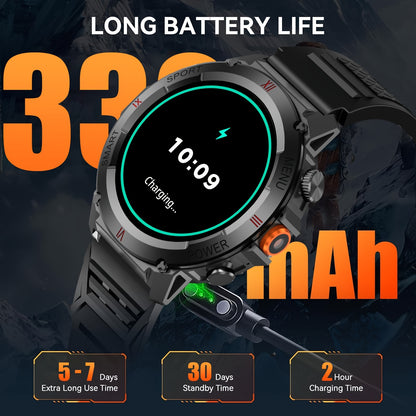 GWENLAND 2024 Smartwatch Avanzato | Oltre 100 Modalità Sportive, Altimetro LED, Previsioni Meteo, Schermo TFT, Corpo in Lega, Cinturino in Silicone - Regalo Perfetto per Appassionati di Outdoor