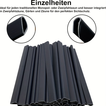 72 pezzi di strisce oscuranti in PVC con guide di fissaggio, progettate per essere utilizzate come schermatura antivento o oscurante per giardini e recinzioni, inclusi clip di fissaggio per recinzioni a doppio filo in colore antracite