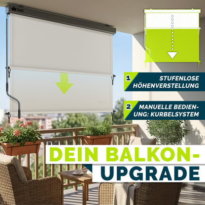 Tenda Verticale Tillvex® per Interni ed Esterni | Tenda Avvolgibile Impermeabile con Manovella per Balcone, Terrazza e Giardino | Tenda Avvolgibile in Alluminio per Protezione Solare | Schermo Privacy per Esterni