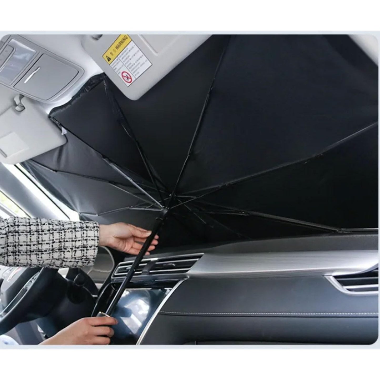 Cecaro Group 2 PEZZI Parasole auto ad ombrello, parabrezza interno auto ombrello con apertura rapida, parasole per auto protezione dal sole raggi UV 130x75 cm