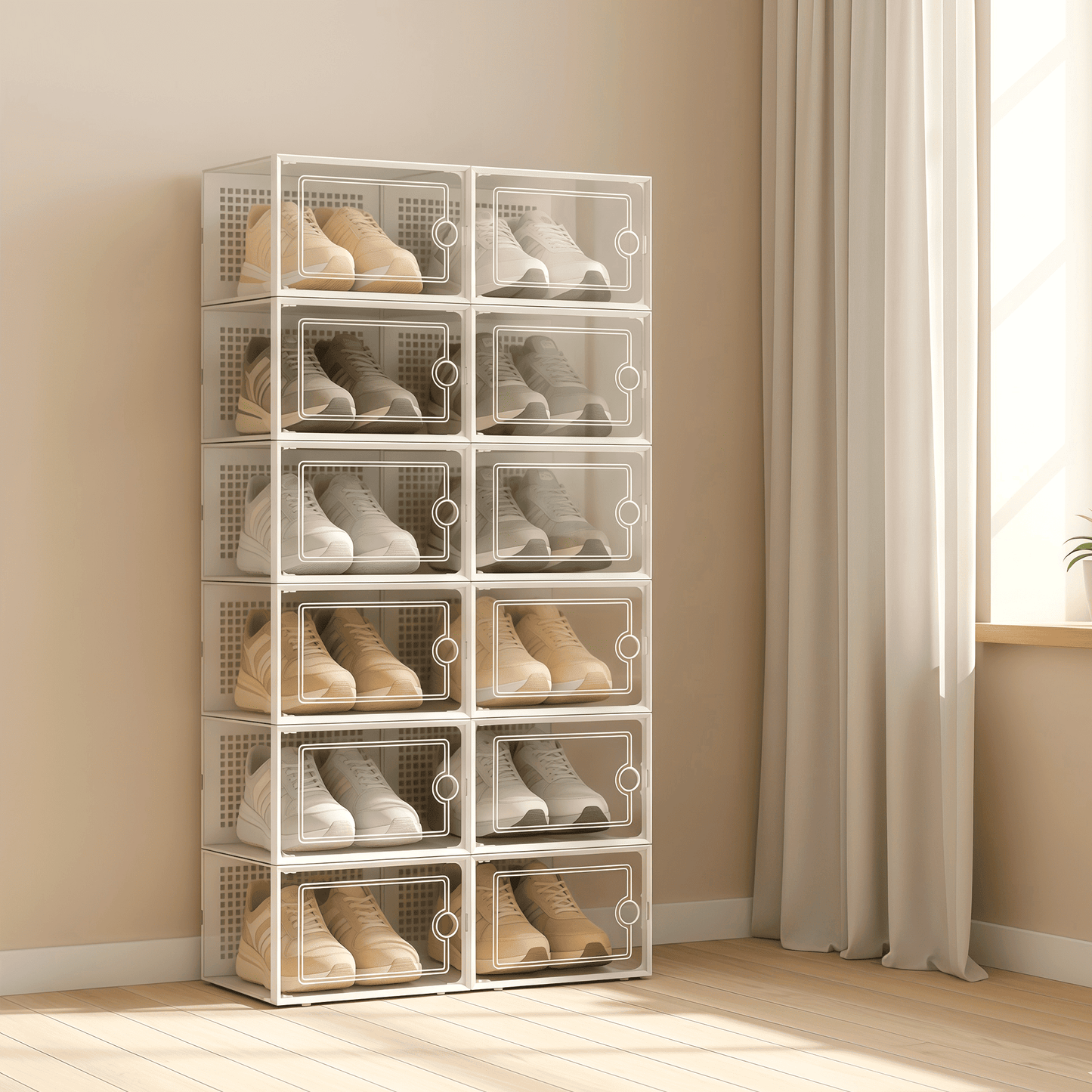 RELAXTY Organizzatore Scarpe – Scatole per Scarpe Impilabili Trasparenti con Apertura Frontale, Sistema Anti-Ribaltamento e Ventilazione