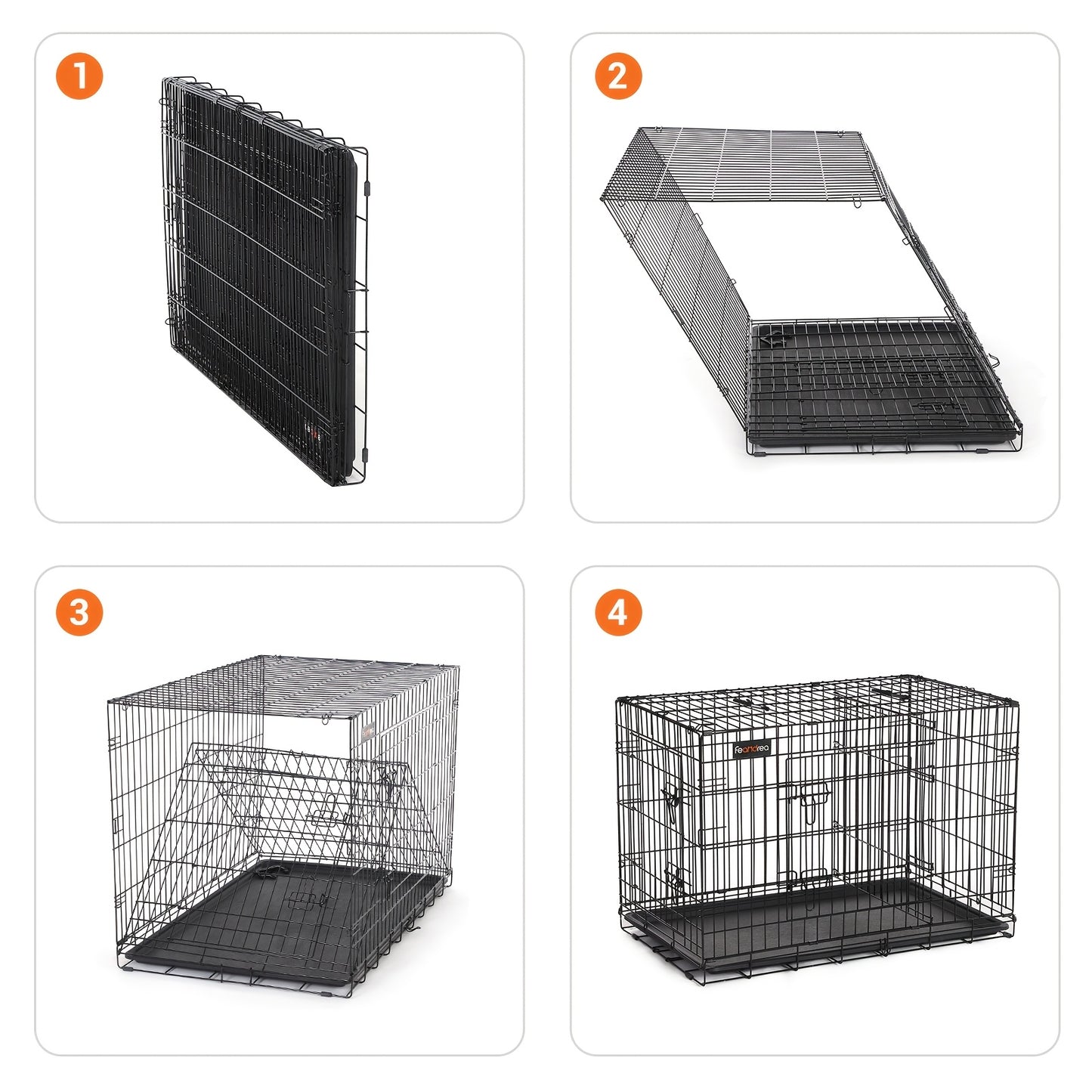 Gabbia per Cani, Casetta per Cani con 2 Porte, 122x74,5x80,5 cm