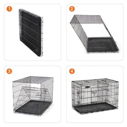Gabbia per Cani, Casetta per Cani con 2 Porte, 122x74,5x80,5 cm