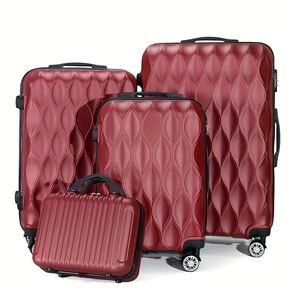Un Set di 2 o 4 Pezzi di Valigie in ABS con Design a Foglia, Ruote Silenziose Rotanti, Ideali per Viaggi Breve e Lungo Termine, Uso Personale o come Regalo Perfetto