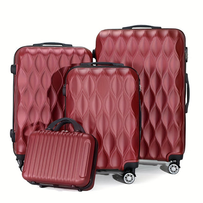 Un Set di 2 o 4 Pezzi di Valigie in ABS con Design a Foglia, Ruote Silenziose Rotanti, Ideali per Viaggi Breve e Lungo Termine, Uso Personale o come Regalo Perfetto