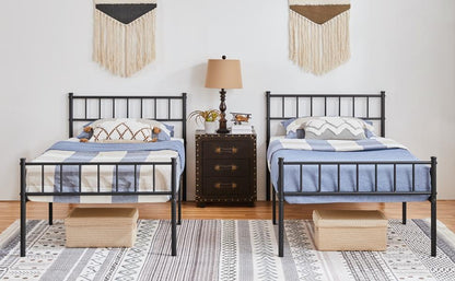 Costoffs Struttura Letto Moderno in Metallo con Testiera e Pediera con Spazio di Archiviazione per Appartamento Camera da Letto