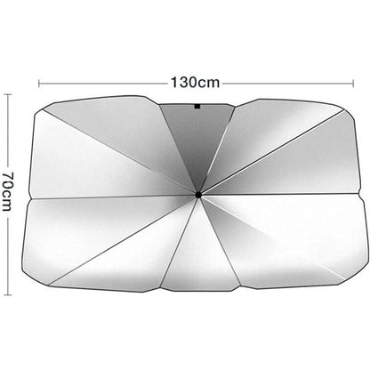 Cecaro Group 2 PEZZI Parasole auto ad ombrello, parabrezza interno auto ombrello con apertura rapida, parasole per auto protezione dal sole raggi UV 130x75 cm