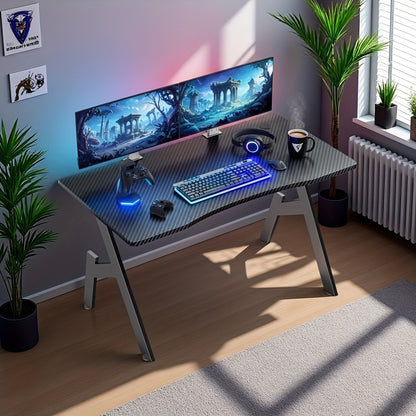 Scrivania da gaming 80/100 cm con superficie in fibra di carbonio, scrivania per computer a forma di A, tavolo da gaming, workstation ergonomico per pz, mobili per la casa, scrivania per l'ufficio domestico, regalo per uomo, locale