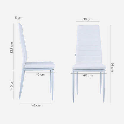 Baroni Home Set di 4 Sedie da Pranzo con Schienale Alto e Seduta Ergonomica con Cuciture Decorative, Sedie Eleganti Imbottite in Ecopelle o velluto con Struttura in Acciaio, 40X48X96 cm