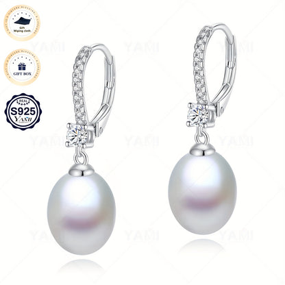 Set Scatola Regalo YAMI, Orecchini a Clip con Perle d'Acqua per Donna, Orecchini con Perle d'Acqua , Bianco/Viola/Nero Orecchini Ipoallergenici in Argento Sterling 925, Adatti come Gioielli Regalo per Donna per Ogni Occasione, Regali di Compleanno, Regali