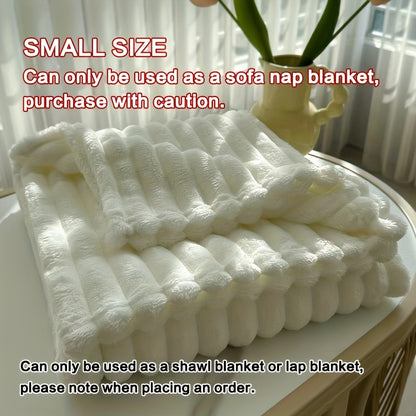 Coperta 1 pz in finta pelliccia di coniglio adatta a tutte le stagioni - Copriletto termico reversibile a righe, morbido e accogliente plaid di coniglio per ufficio, campeggio - Coperta multiuso da regalo