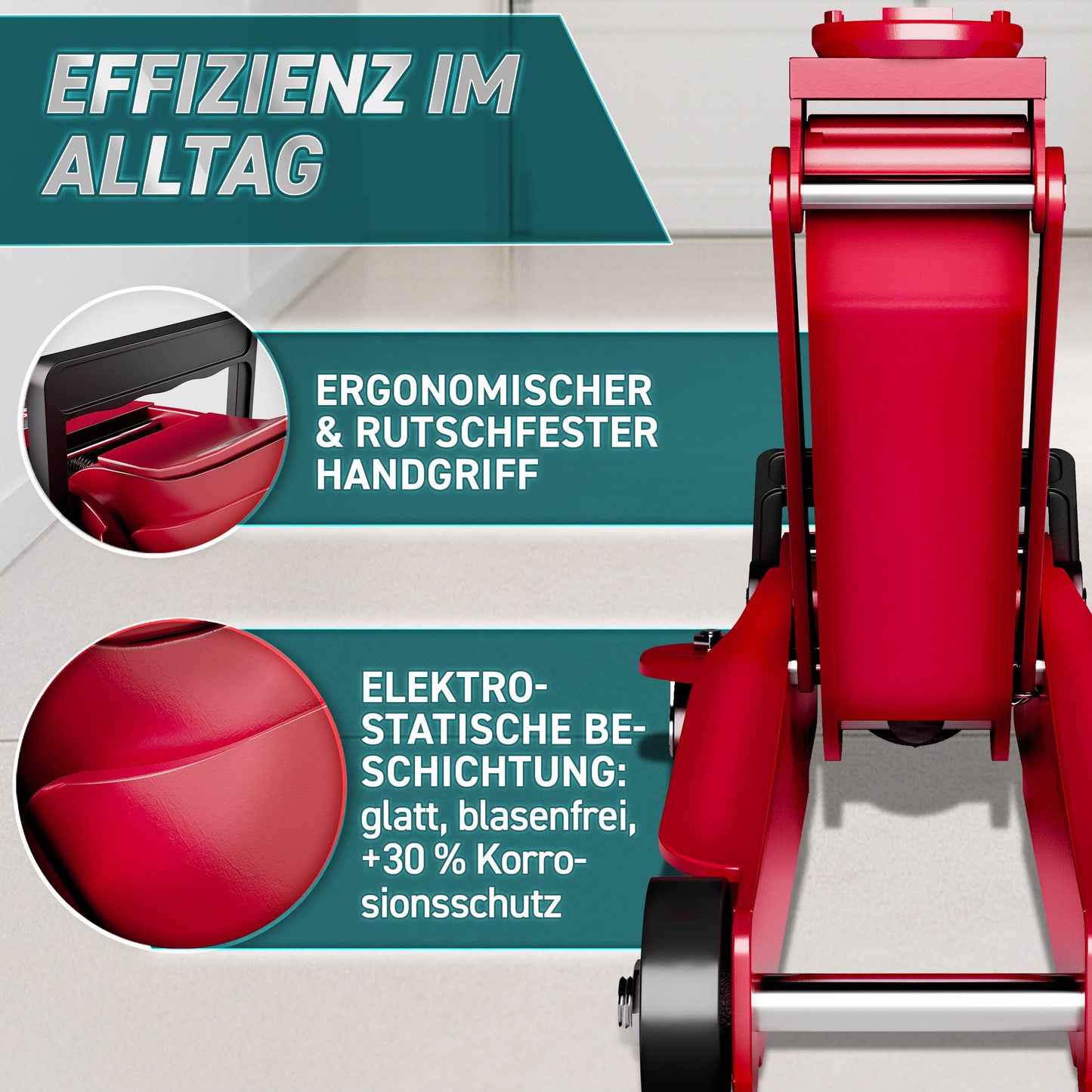 Cric idraulico per auto TRESKO® 2.5 - 3T | Cric idraulico per spostamento auto e SUV con ruote piane e a 360°, include 2 guarnizioni in gomma, tappetino protettivo, guanti