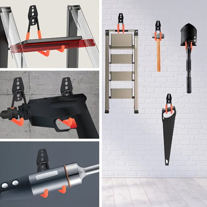 Set da 13 ganci per garage per carichi pesanti, scaffale da parete per garage di livello industriale, soluzione di stoccaggio salvaspazio per scale, biciclette, attrezzi, appendiabiti multiuso per attrezzi da giardino, scale, bicicletta