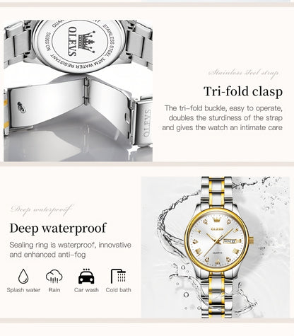OLEVS Orologi da Donna Eleganti e di Lusso per Polso Piccolo, Quadrante Piccolo, Cinturino in Acciaio Inossidabile, Movimento al Quarzo Analogico, Data e Luminosità, Nero/Bianco/Oro/Blu