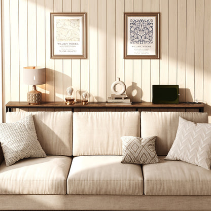 Tavolino Comodino Lungo e Sottile - Elegante Tavolino Rettangolare per Divano per Spazi Piccoli, Perfetto come Tavolino da Letto o dietro il Divano, Moderno Tavolino Sa Sottile con Organizzatore, per Soggiorno, Ingresso, Corridoio, Marrone