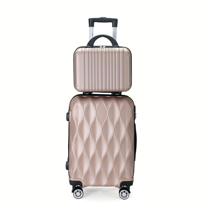 Un Set di 2 o 4 Pezzi di Valigie in ABS con Design a Foglia, Ruote Silenziose Rotanti, Ideali per Viaggi Breve e Lungo Termine, Uso Personale o come Regalo Perfetto