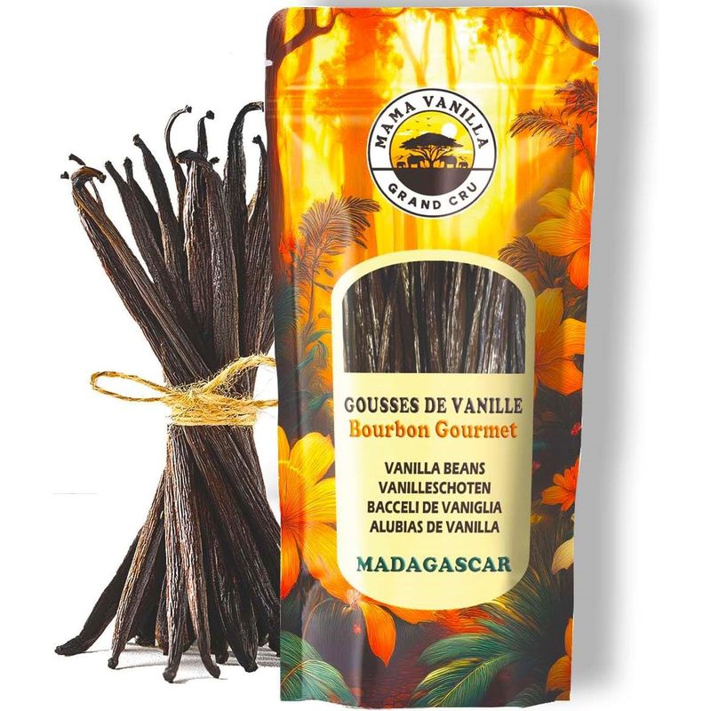 20 Baccelli di Vaniglia Bourbon Madagascar, 14/16 cm, Freschezza Duratura, Sacchetto Riutilizzabile, Senza Aromi Artificiali, Vintage 2024