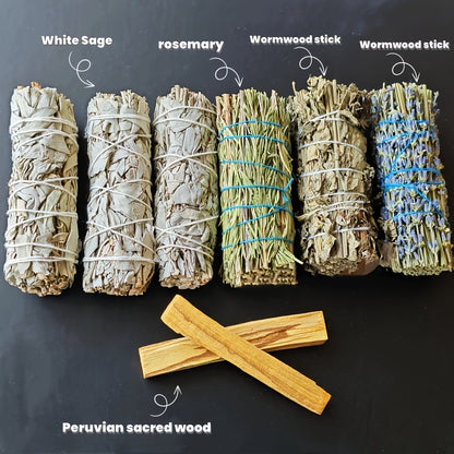 1 Set di Incenso Contiene Rosmarino, Lavanda, Bastoncini di Artemisia e Salvia per Purificazione Energetica, Regalo Combinato per la Pulizia della Casa e Meditazione, Decorazione Domestica, Perfetto per il Ringraziamento