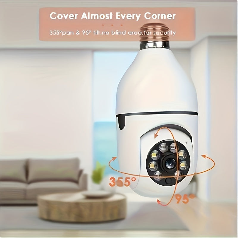 1pc Ease Life App - Telecamera di sicurezza a forma di lampadina, interna ed esterna, wireless, Wifi, 2.4Ghz, 360 gradi, telecamere di sicurezza a vite con attacco E27 per la sicurezza domestica, telecamere a forma di lampadina sicure, HD 1080P, visione n